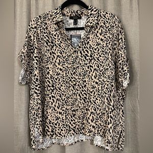 Forever 21 Cheetah Print Short Sleeve Button Down - size S